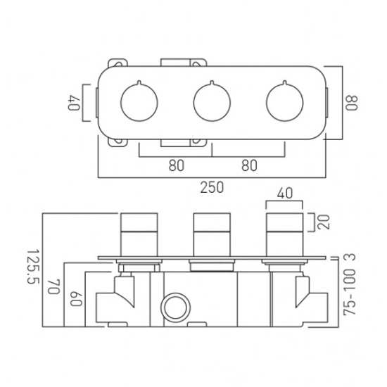 Vado Tablet 2 Outlet Concealed Thermostatic Shower Valve Horizontal TAB1282HALTCP #2