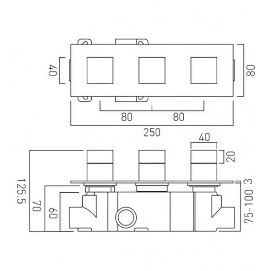 Vado Tablet 2 Outlet Concealed Thermostatic Shower Valve Horizontal TAB1282HNOTCP #2
