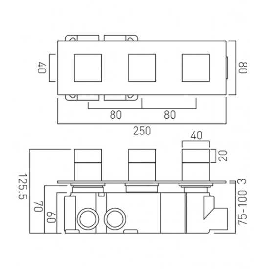 Vado Tablet 3 Outlet Concealed Thermostatic Shower Valve Horizontal TAB1283HNOTCP #2