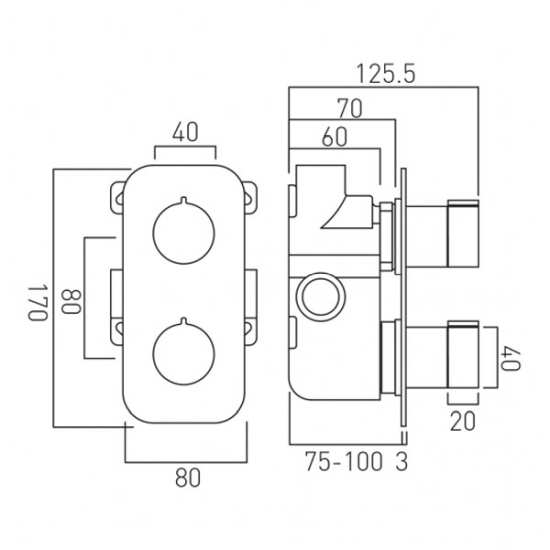 Vado Tablet 1 Outlet Concealed Thermostatic Shower Valve Vertical #2