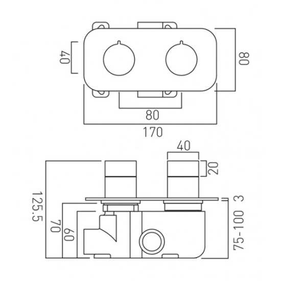 Vado Tablet 1 Outlet Concealed Thermostatic Shower Valve Horizontal TAB148HALTCP #2
