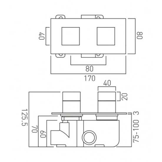 Vado Tablet 1 Outlet Concealed Thermostatic Shower Valve Horizontal TAB148HNOTCP #2