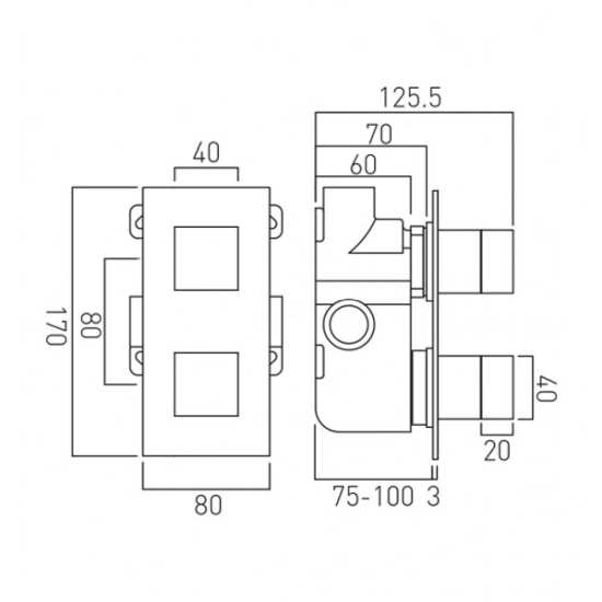 Vado Tablet 1 Outlet Thermostatic Shower Valve Vertical #2