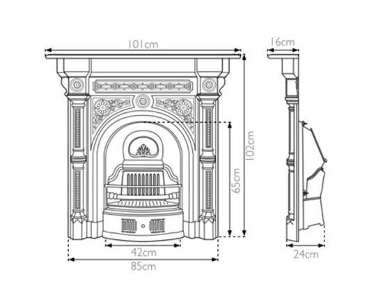 Carron Tweed Black Cast Iron Combination Fireplace RX084 #2