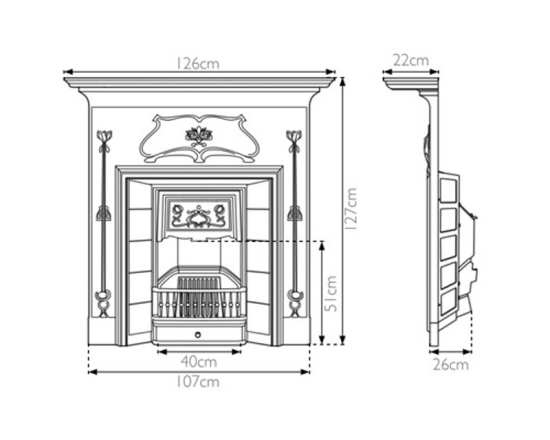 Carron Verona Black Cast Iron Combination Fireplace RX246 #2
