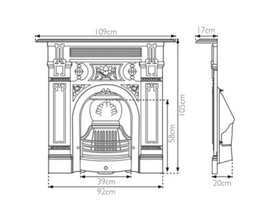 Carron Victorian Large Black Cast Iron Combination Fireplace RX136 #2