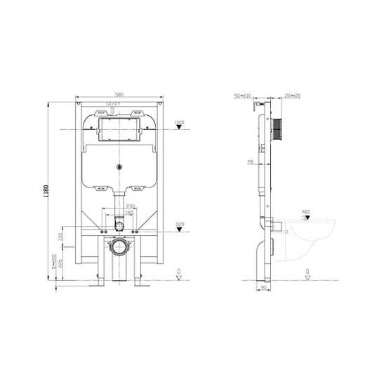 Crosswater 1.18m Height Ultra Slim Wall Hung WC Support Frame #2
