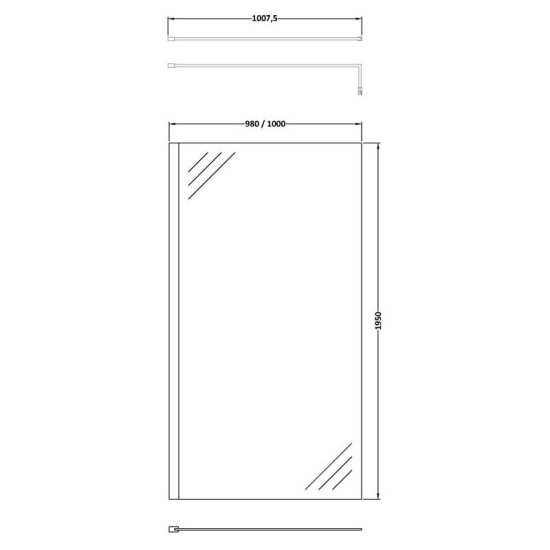 Hudson Reed 1000mm Wetroom Screen and Support Bar WRSB1000 #2