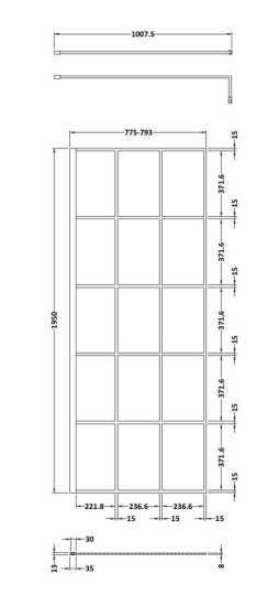 Hudson Reed Wetroom Screen And Support Bar 800mm WRSF080 #2